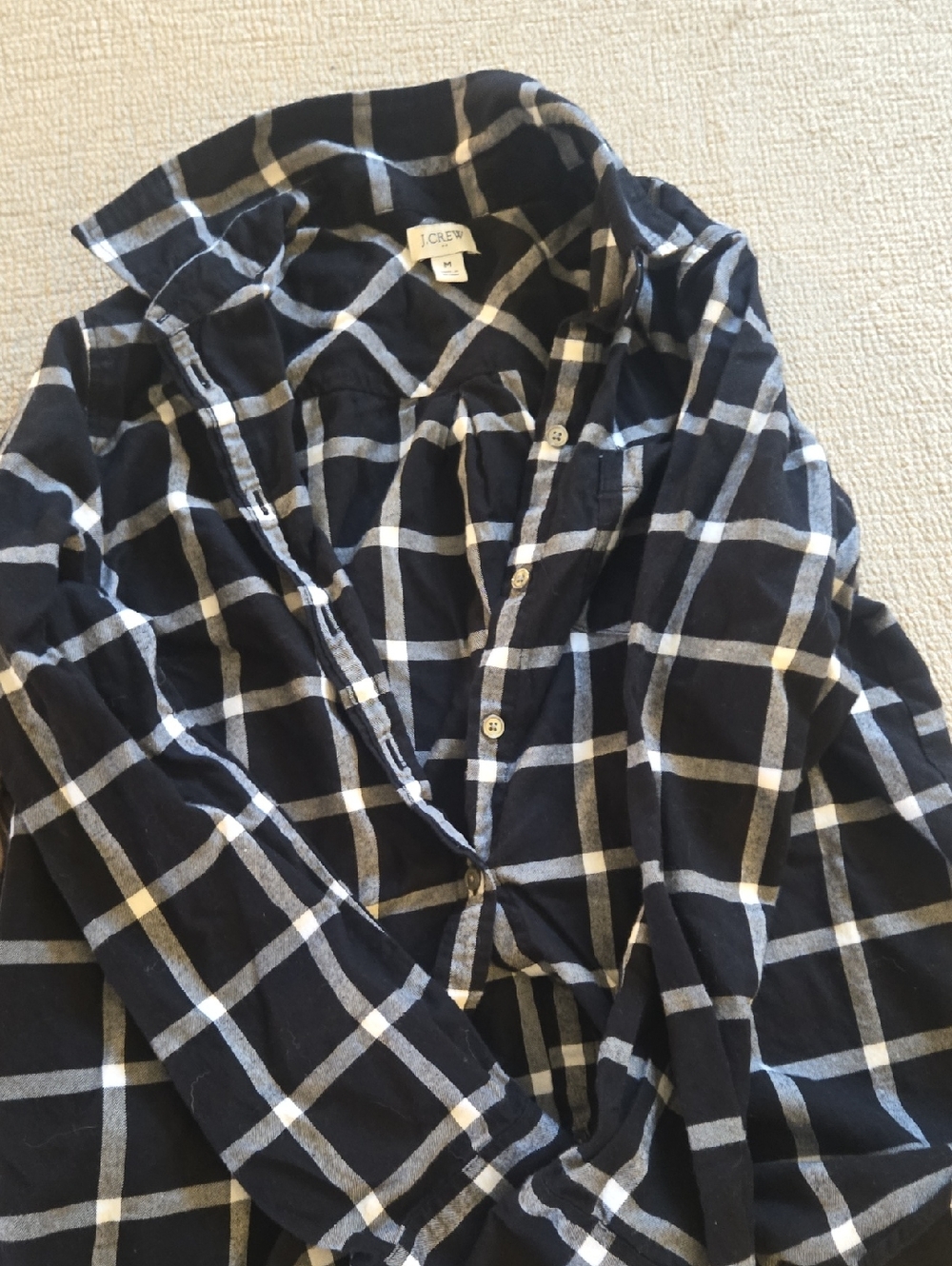 J. Crew Black and White Windowpane Button-Down Shirt